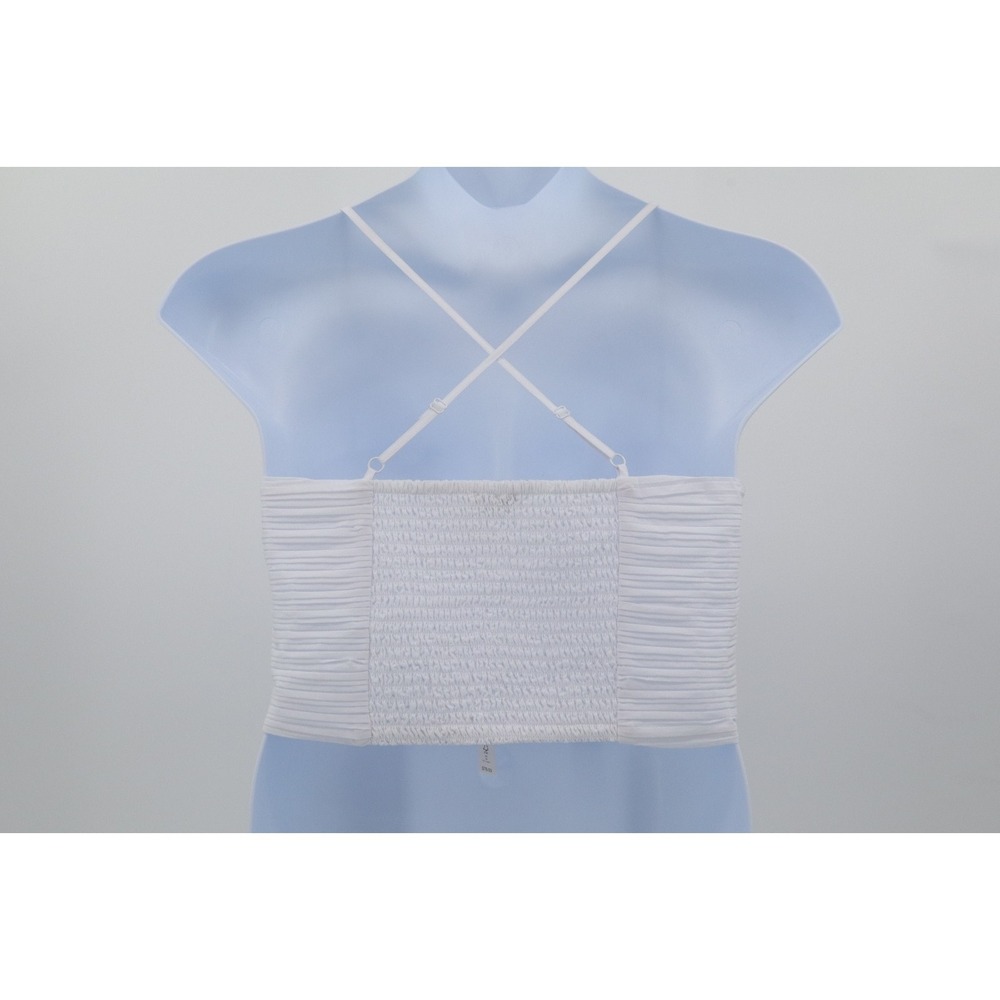 NWT Madewell Womens Poplin Crop Tube Top Pleated White Smocked Cotton Size 10 - Picture 4 of 10